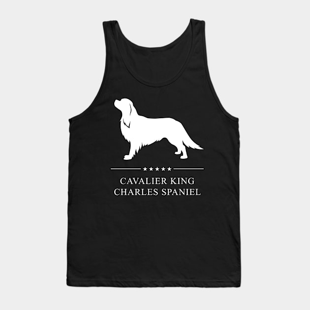 Cavalier King Charles Spaniel Dog White Silhouette Tank Top by millersye